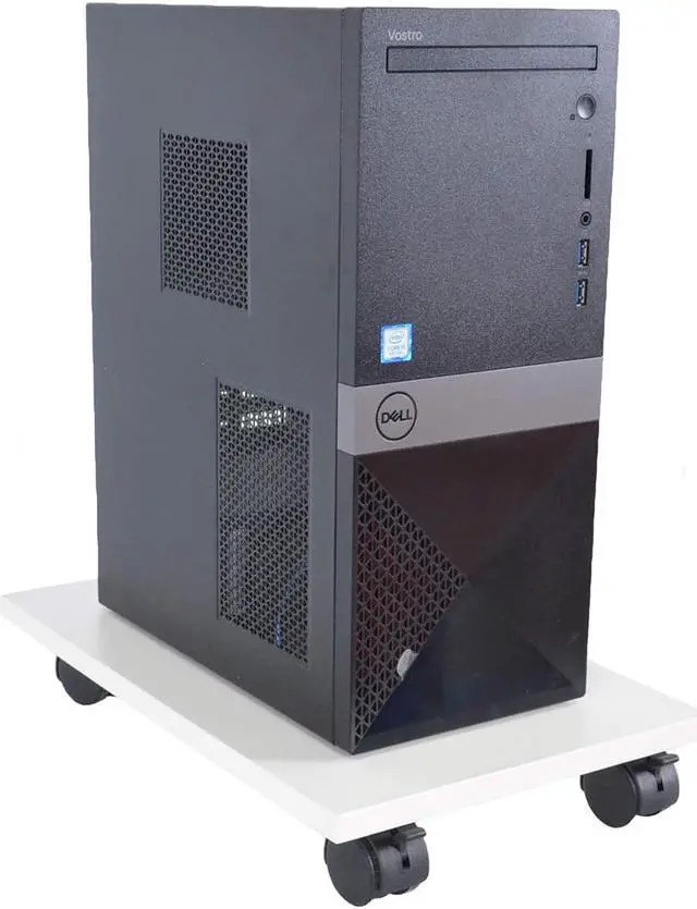 Alt view image 3 of 5 - CPU Stand PC Cart Holder, Mobile Computer Tower Stand with 4 Caster Rolling Wheels Bamboo Desktop Floor Stand (Oak)…