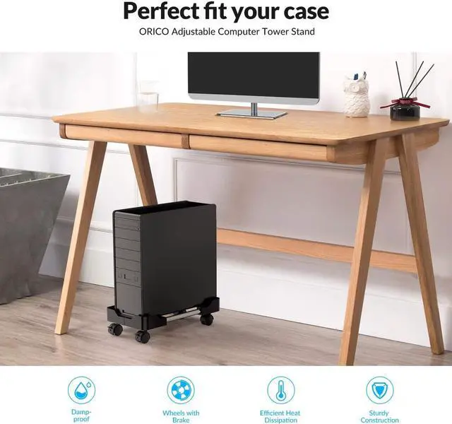 Alt view image 2 of 7 - ORICO Mobile CPU Stand, Computer Tower Holer with Locking Caster Wheel & Adjustable Width from 8 to 12 Inches, Fits Most PC Under Home Office Desk