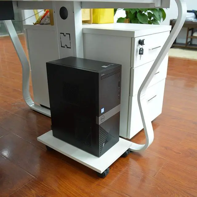 Alt view image 2 of 5 - CPU Stand PC Cart Holder, Mobile Computer Tower Stand with 4 Caster Rolling Wheels Bamboo Desktop Floor Stand (Oak)…