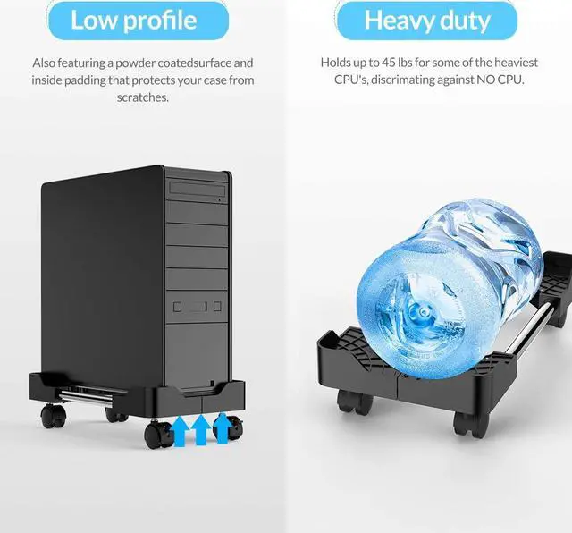 Alt view image 4 of 7 - ORICO Mobile CPU Stand, Computer Tower Holer with Locking Caster Wheel & Adjustable Width from 8 to 12 Inches, Fits Most PC Under Home Office Desk