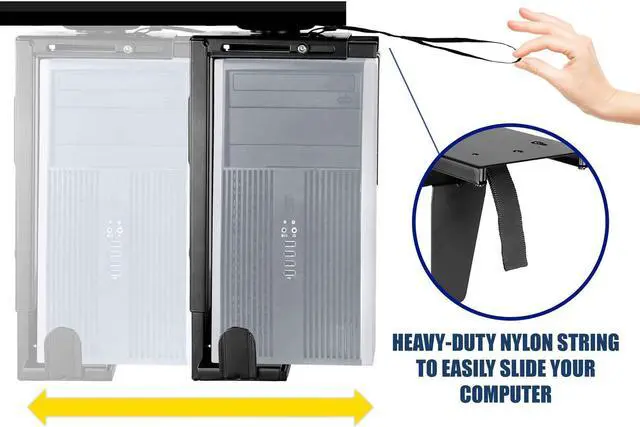 Alt view image 2 of 7 - Mount-It! Adjustable Under Desk Computer Mount with Anti-Theft Screw, CPU Holder with Sliding Track and 360 Deg Swivel for Desktop Computer Towers, 22 Lb Load Capacity