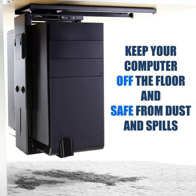 Alt view image 7 of 7 - Mount-It! Adjustable Under Desk Computer Mount with Anti-Theft Screw, CPU Holder with Sliding Track and 360 Deg Swivel for Desktop Computer Towers, 22 Lb Load Capacity