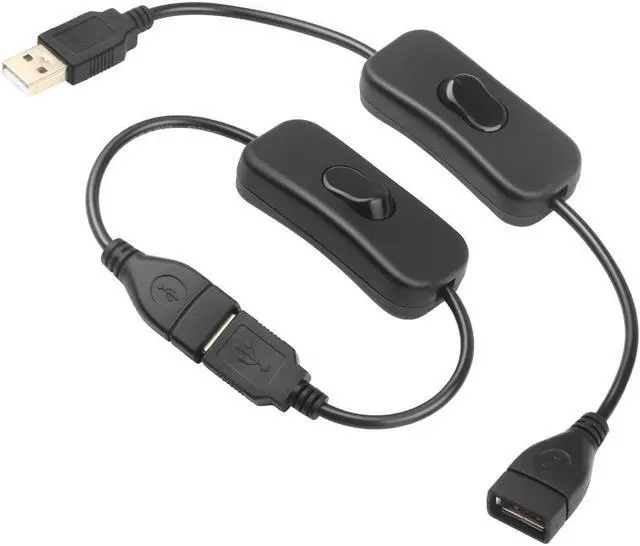 Alt view image 3 of 4 - Electop 2 Pack Male to Female USB Cable with On/Off Switch, USB Extension Inline Rocker Switch for Driving Recorder, LED Desk Lamp, USB Fan, LED Strips