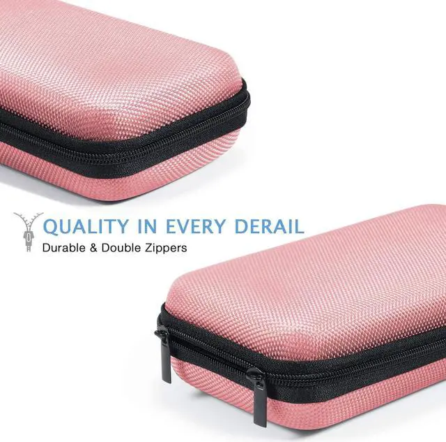 Alt view image 3 of 7 - GLCON Cell Phone Carrying Case - Portable Hard EVA Charger Case - High Protection Small Zipper Travel Pouch Storage Bag Electronic Organizer for Battery, GPS, Hard Drive, Charging Cable, Cord - Pink