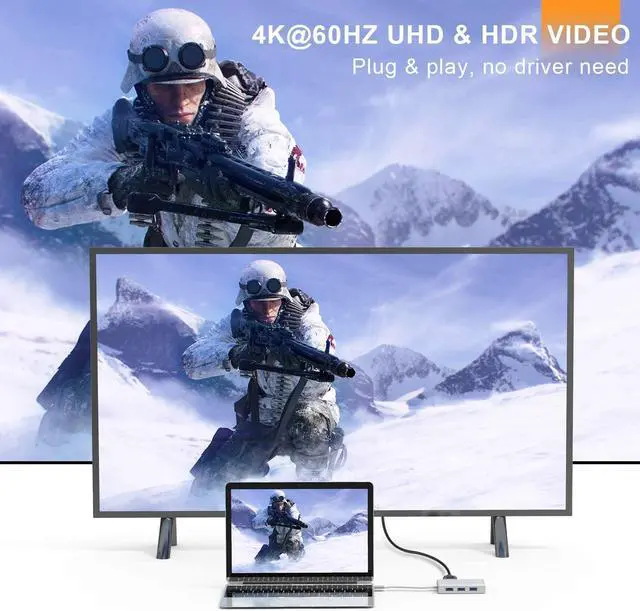 Alt view image 3 of 4 - USB C to HDMI VGA USB Adapter, iBosi Cheng 5 in 1 USB C Hub with 4K (Thunderbolt 3 Compatible) USB-C to HDMI Multiport Adapter for MacBook Chromebook Pixel and More Type C Devices