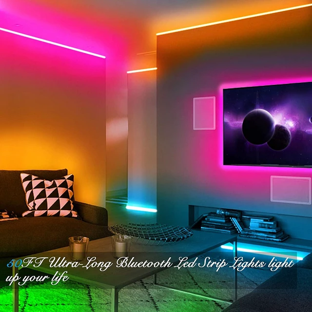 Alt view image 4 of 7 - LED Strip Lights 100ft RGB Lights Strip for Bedroom Desk Indoor Room Living Room Brithday Gifts Home Decor with Remote 24V Power Supply