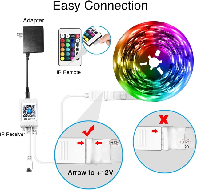 Alt view image 5 of 7 - LED Strip Lights 100ft RGB Lights Strip for Bedroom Desk Indoor Room Living Room Brithday Gifts Home Decor with Remote 24V Power Supply