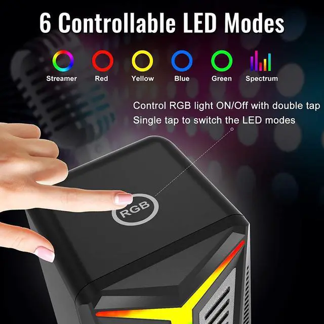 Alt view image 3 of 7 - NJSJ Computer Speakers,10W RGB Gaming Speaker 2.0 USB Powered Stereo Bass Volume Control with 6 Controllable LED Lighting Modes, 3.5mm Aux Input Multimedia Speaker for PC Tablets Desktop Laptop