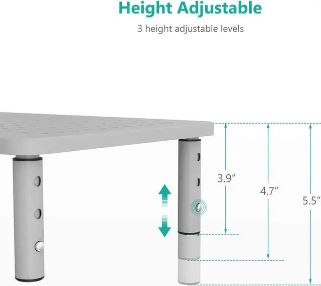 Alt view image 4 of 7 - WALI Monitor Stand Riser for Computer, Laptop, Printer, Notebook and All Flat Screen Display with Vented Metal Platform and 3 Height Adjustable Underneath Storage (STT003S-4), 4 Packs, Silver