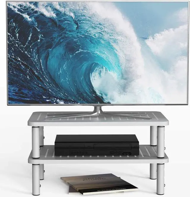 Alt view image 7 of 7 - WALI Monitor Stand Riser for Computer, Laptop, Printer, Notebook and All Flat Screen Display with Vented Metal Platform and 3 Height Adjustable Underneath Storage (STT003S-4), 4 Packs, Silver