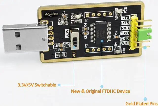 Alt view image 3 of 7 - USB to TTL Adapter USB to Serial Converter for Development Projects - Featuring Genuine FTDI USB UART IC FT232RL