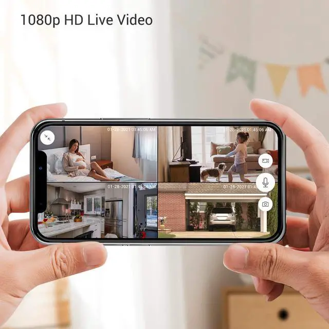 Alt view image 6 of 7 - Zmodo Cameras for Home Security (Indoor & Outdoor Camera Bundle), 1080p HD, IP Camera Wireless WiFi, Motion Detection, Two-Way Talk, Night Vision, Remote View, Cloud Service, Work with Alexa/Google