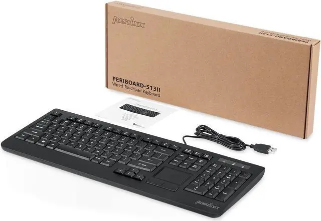 Alt view image 4 of 6 - Perixx PERIBOARD-513II Wired USB Keyboard with Touchpad, Membrane Key Trackpad Keyboard with 10 Hot Keys, Black, Full US Layout