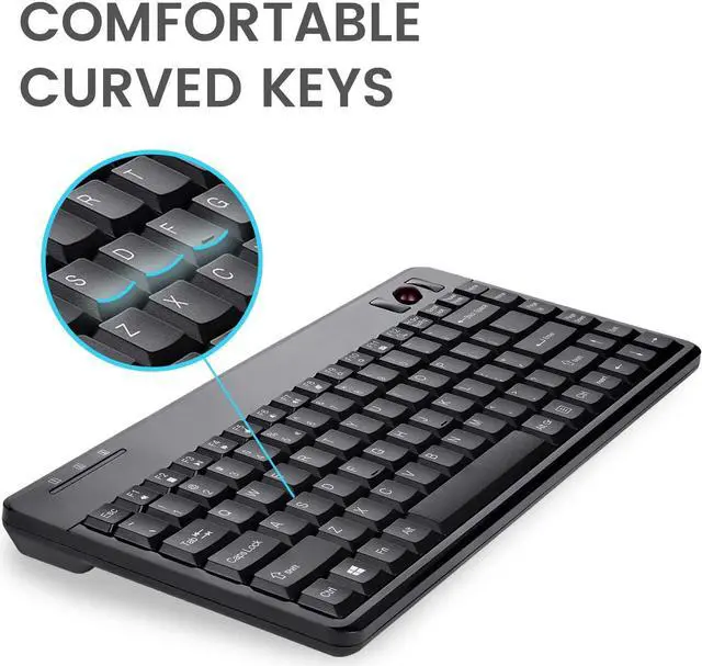Alt view image 4 of 7 - Perixx Periboard-706 Wireless Trackball Mini Keyboard, Build-in 0.55 Inch Trackball for Pointing Feature, Black, US English Layout (10532)