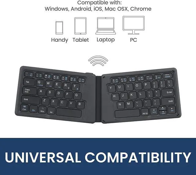 Alt view image 2 of 14 - Perixx PERIBOARD-805E US, Wireless Foldable Ergonomic Bluetooth Keyboard, Ultra-Thin X Type Keys, Compatible with iOS, Android, or Windows Smartphone, Tablet, or Laptops, US English