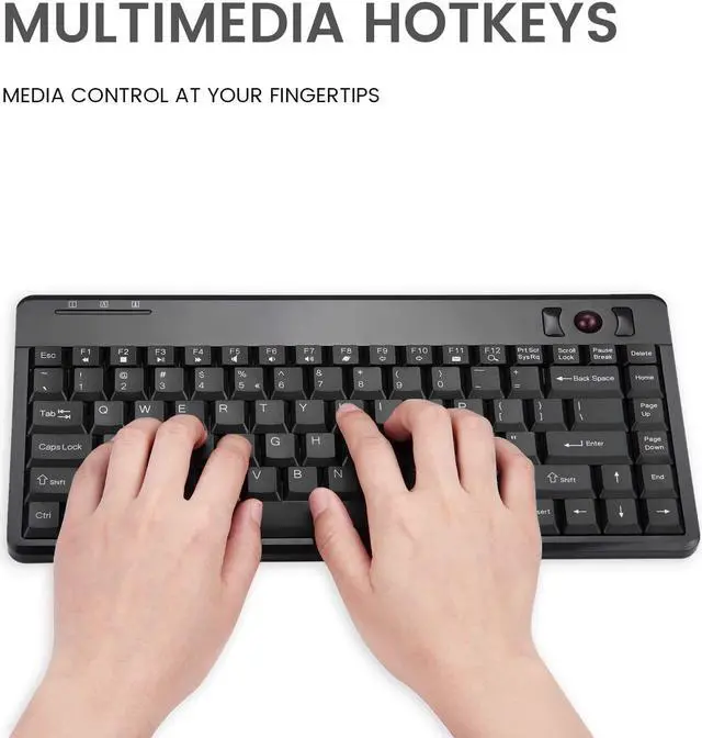 Alt view image 5 of 7 - Perixx Periboard-706 Wireless Trackball Mini Keyboard, Build-in 0.55 Inch Trackball for Pointing Feature, Black, US English Layout (10532)