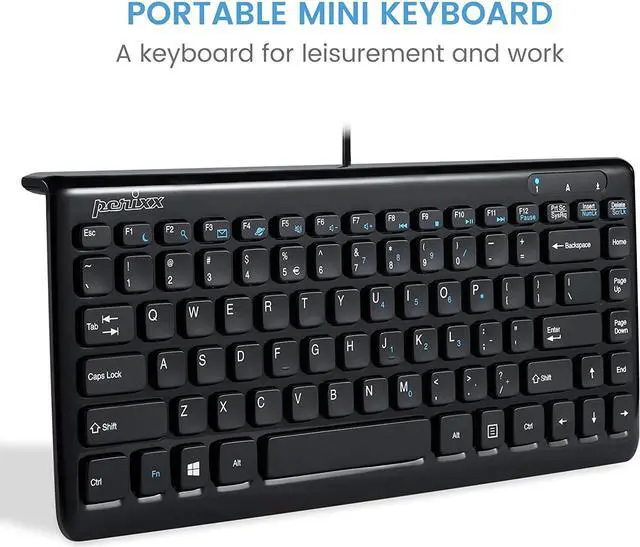 Alt view image 2 of 14 - Perixx PERIBOARD-407B US, Wired USB Mini Keyboard with 11 Hot Keys - Glossy Black - US English Layout