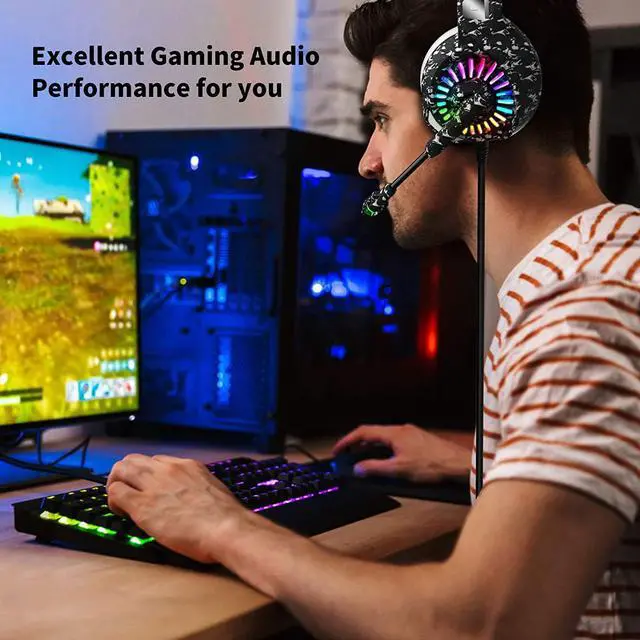 Alt view image 7 of 7 - ZIUMIER Camo Gaming Headset for PS4, PS5, Xbox One, PC, Laptop, Mac, Nintendo, 3.5MM Wired Gaming Headphones with Microphone, Bass Surround, LED Light, Camouflage