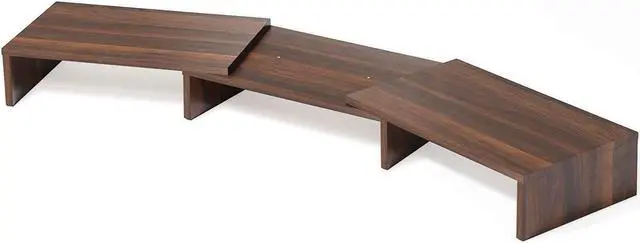 Alt view image 2 of 7 - FITUEYES 3 Shelf Monitor Stand Riser with Adjustable Length and Angle Brown DT108002WB