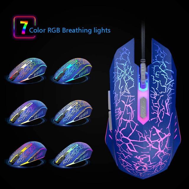 7 Colors RGB VersionTECH Ergonomic Wired Gaming Mice 4 Level DPI Gaming Mouse 