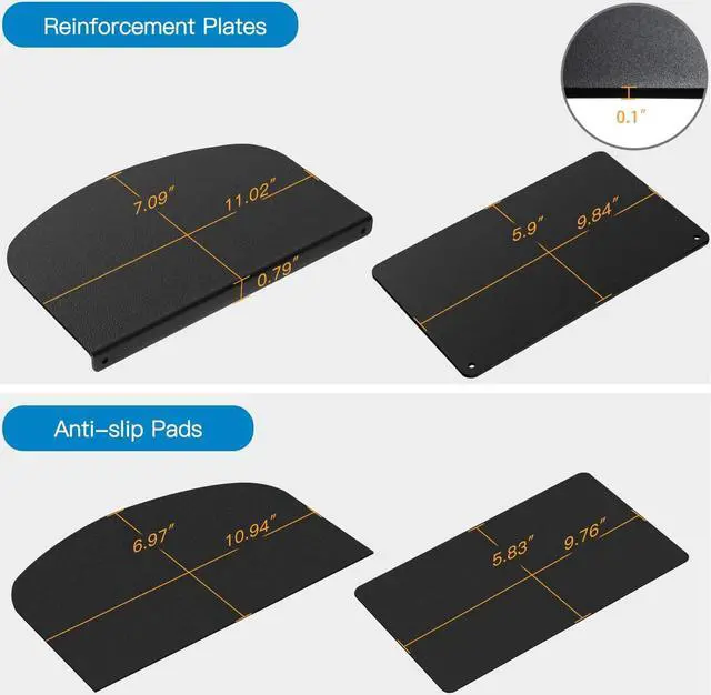 Alt view image 6 of 6 - HUANUO Steel Monitor Mount Reinforcement Plate for Thin, Glass and Other Fragile Tabletop, Steel Bracket Plate Fits Most Monitor Stand C Clamp Installation