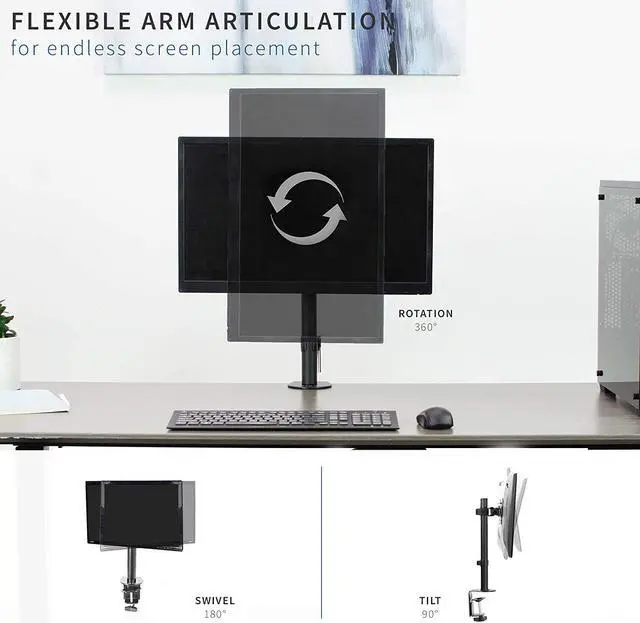 Alt view image 4 of 7 - Single LCD Monitor Desk Mount Stand Heavy Duty Stacked Holds 1 Screen up to 32 (STAND-V001C)