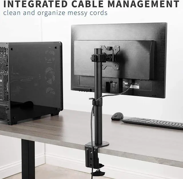 Alt view image 7 of 7 - Single LCD Monitor Desk Mount Stand Heavy Duty Stacked Holds 1 Screen up to 32 (STAND-V001C)