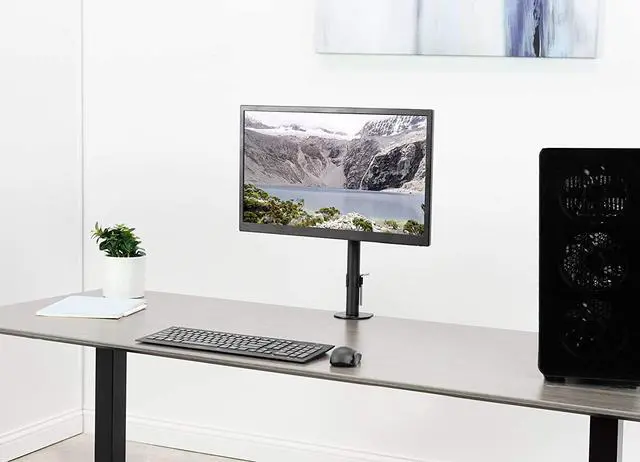 Alt view image 2 of 7 - Single LCD Monitor Desk Mount Stand Heavy Duty Stacked Holds 1 Screen up to 32 (STAND-V001C)