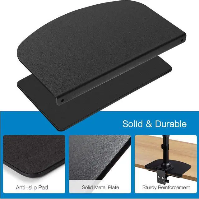 Alt view image 5 of 6 - HUANUO Steel Monitor Mount Reinforcement Plate for Thin, Glass and Other Fragile Tabletop, Steel Bracket Plate Fits Most Monitor Stand C Clamp Installation