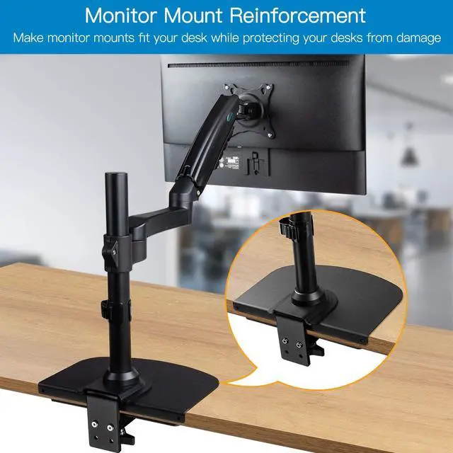 Alt view image 3 of 6 - HUANUO Steel Monitor Mount Reinforcement Plate for Thin, Glass and Other Fragile Tabletop, Steel Bracket Plate Fits Most Monitor Stand C Clamp Installation