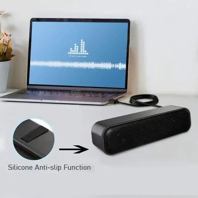 Alt view image 4 of 5 - USB Computer Speakers,Laptop Speakers Wired USB Powered,Portable Mini Sound Bar PC Speakers for Windows PC,Desktop Computer,Laptops and Checkout Counter with Stereo Sound