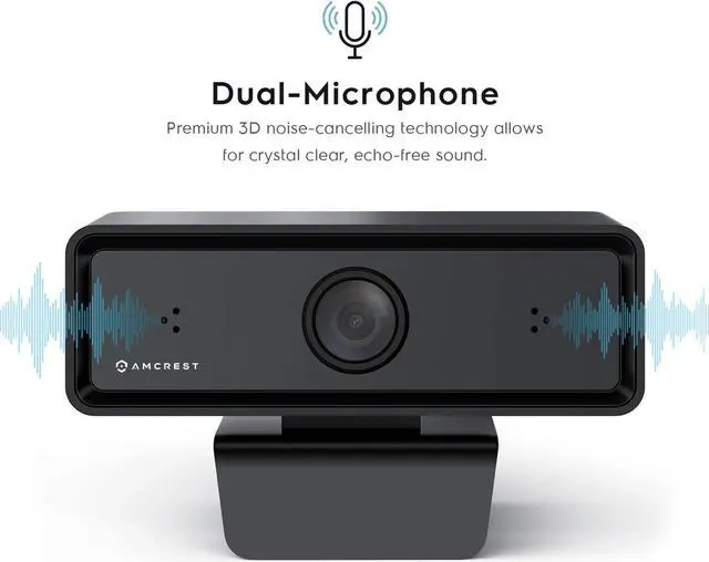 Alt view image 5 of 7 - Amcrest 1080P Webcam with Microphone & Privacy Cover, 2 Noise-Cancelling Mics, USB Webcams for Desktop/Laptop PC Computer, Web Cam for Calls, Conference, Zoom, Skype, Online Classes, Meetings AWC2198