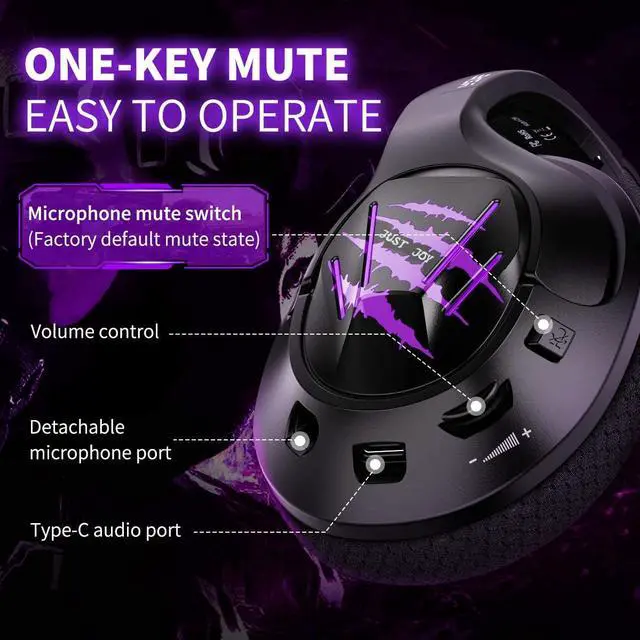 Alt view image 4 of 6 - EKSA USB Gaming Headset - 7.1 Surround Sound Headphones with Breathable Earmuffs - Noise Cancelling Mic - Gaming Headphones for PC, PS4, Xbox One S/X, Nintendo Switch, Android