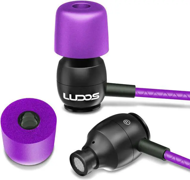 Alt view image 7 of 7 - Clamor Wired Earbuds in-Ear Headphones 5 Years Warranty Earphones with Microphone Noise Isolating Ear Buds Memory Foam for iPhone  School Students Kids Women Small Ears - Purple