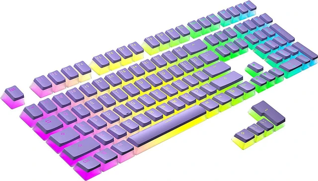 Main image of Ranked Pudding PBT Keycaps | 112 Double Shot Translucent ANSI US & ISO Layout | OEM Profile for RGB Mechanical Gaming Keyboard (Lavender)