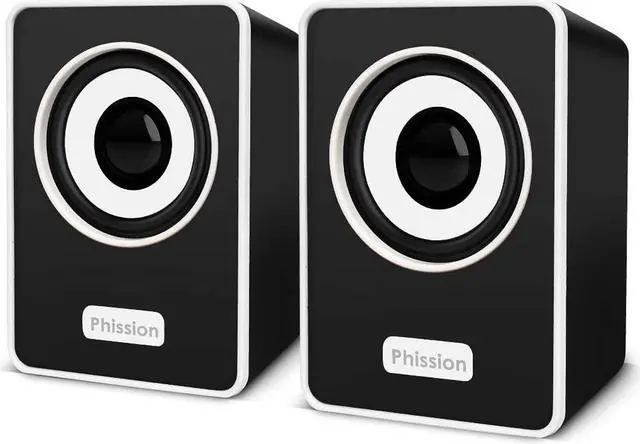 Main image of Computer Speakers, Phission Mini Speaker with Stereo Sound 6W USB Powered 3.5 mm AUX-in Portable Speaker for Computer, Laptop, Notebook, Desktop (Black)