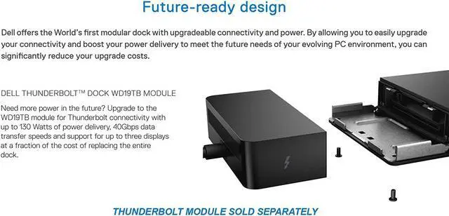 Alt view image 7 of 7 - Dell WD19 180W Docking Station (with 130W Power Delivery) USB-C, HDMI, Dual DisplayPort - (Black) (KXFHC 0KXFHC 210-ARIQ)