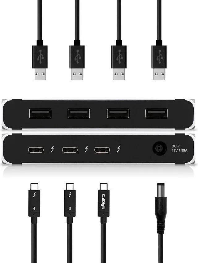 Main image of CalDigit Thunderbolt 4 Element Hub - 4X USB4 Ports, USB 3.2 Gen2 10Gb/s, Single 8K or Dual 4K Displays, 60W Charging, 0.8m Cable