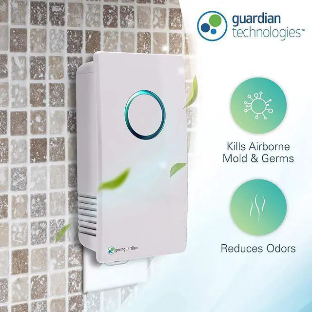 Alt view image 2 of 7 - Germ Guardian GG1100W 7 Pluggable Small Air Purifier, Small Room Wall Air Sanitizer, Freshens Air, UV-C Light Kills Germs, Reduces Odors From Pets, Cooking, Mold, GermGuardian, 1-Yr Wty (White)