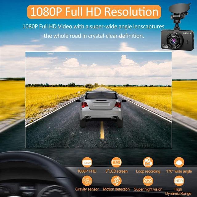  ORSKEY Dash Cam Front and Rear 1080P Full HD Dual Dash Camera in  Car Camera Dashboard Camera Dashcam for Cars 170 Wide Angle with 3.0 LCD  Display Night Vision and G-Sensor【2023】 