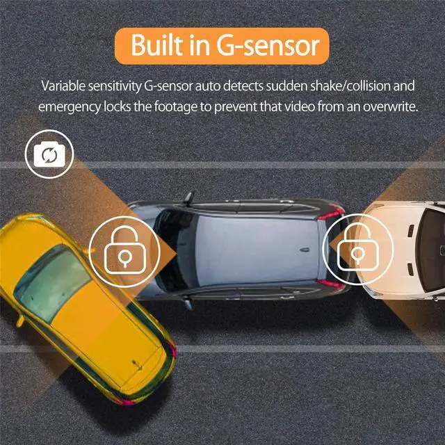 Alt view image 5 of 7 - Dash Cam for Cars Front and Rear 1080P Full HD in Car Camera Dual Lens Dashcam for Cars 170 Wide Angle with Loop Recording and G-Sensor