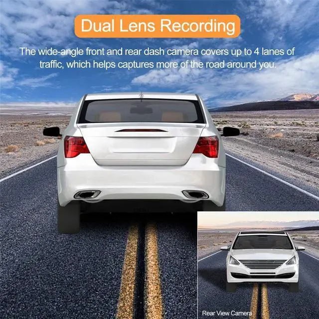 Alt view image 7 of 7 - Dash Cam for Cars Front and Rear 1080P Full HD in Car Camera Dual Lens Dashcam for Cars 170 Wide Angle with Loop Recording and G-Sensor