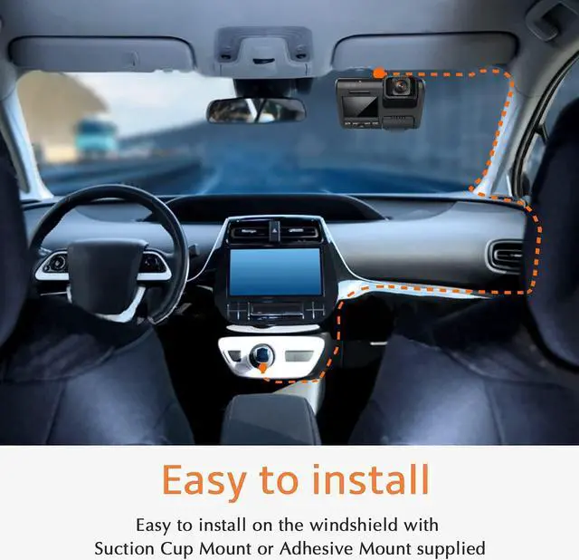 Alt view image 5 of 6 - 2021 Upgrade 4K 2160P Front & FHD 1080P+1080P Dual Dash Cam with WiFi, Front and Inside for Cars Taxi, 24H Parking Monitor, Infrared Night Vision, G-Sensor, 2.0" LCD Loop Recording Car Camera