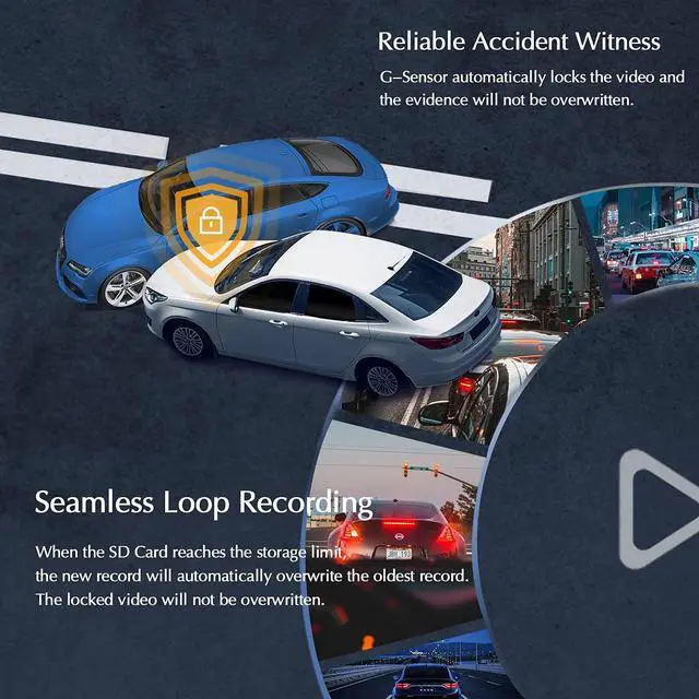 Alt view image 6 of 6 - 2021 Upgrade 4K 2160P Front & FHD 1080P+1080P Dual Dash Cam with WiFi, Front and Inside for Cars Taxi, 24H Parking Monitor, Infrared Night Vision, G-Sensor, 2.0" LCD Loop Recording Car Camera