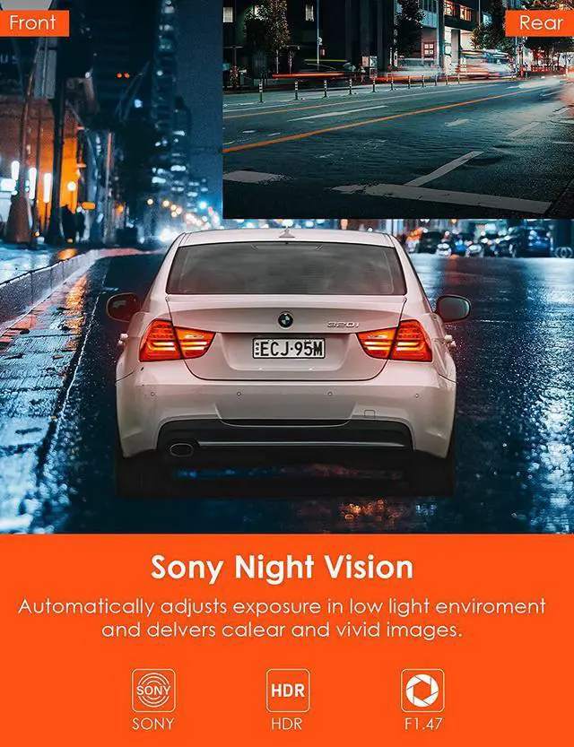 Alt view image 7 of 7 - Vantrue S1 4K Dual Dash Cam, Front and Rear 1080P GPS Dash Camera for Trucks with 24 Hours Parking Mode, Enhanced Night Vision, Motion Detection, Super Capacitor, Single Front 60fps, Support 256GB Max