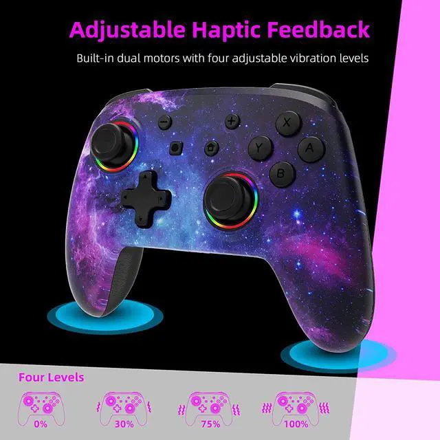 Alt view image 4 of 7 - NexiGo Wireless Controller for Switch/Switch Lite/OLED, Bluetooth Controllers for Nintendo Switch with Vibration, Motion, Turbo and LED Light (Cosmic Nebula)