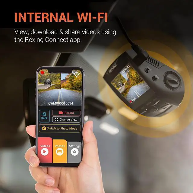 Alt view image 4 of 7 - V1P 4K Dual Channel Dash Cam 4K+1080p w/Wi-Fi, 2.4 LCD, 170° Wide Angle, Rear Camera, Supercapacitor, G-Sensor, WDR, Loop Recording, Mobile App