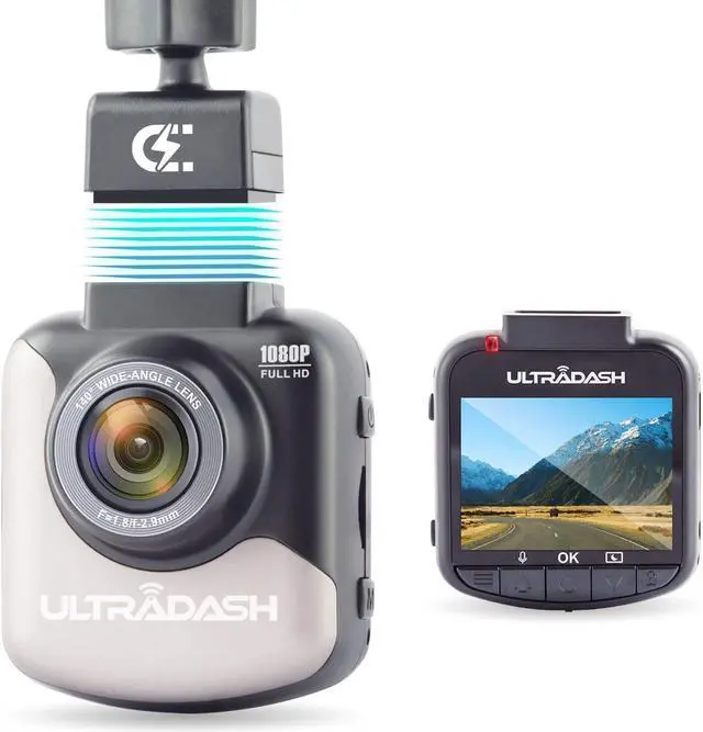 Main image of UltraDash Dash Cam, Magnetic Charging Mount, HDR High-end Night Image Sensor, 6 Layers Glass F1.8 140 Degree Wide Angle Lens, G-Sensor, 2 Inch LCD, Super Capacitor, Loop Recording
