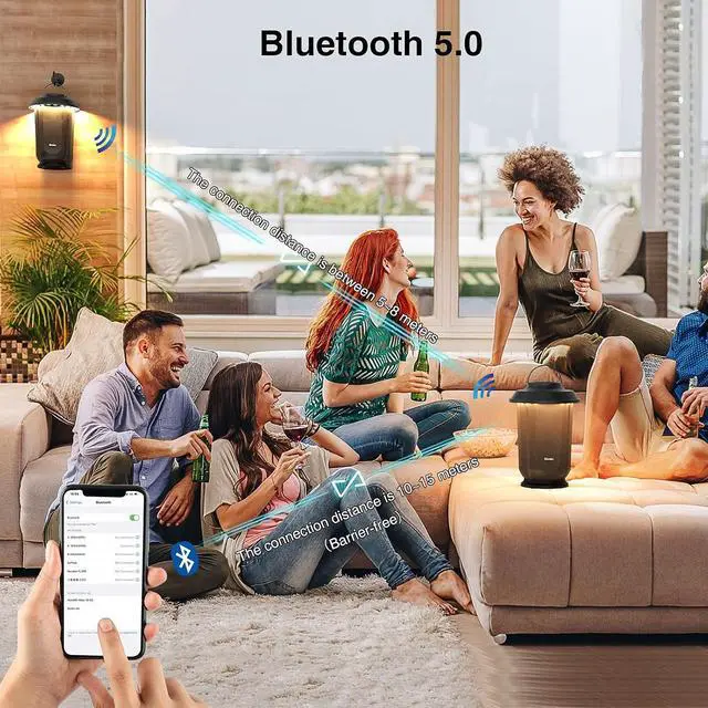 Alt view image 7 of 7 - Onforu Outdoor Bluetooth Speaker with LED Lights, 2 Pack Wireless Loud Stereo Sound Lantern Speakers, True Wireless Stereo Pairing Patio Speakers, Bluetooth 5.0, Christmas Party Speakers for Garden