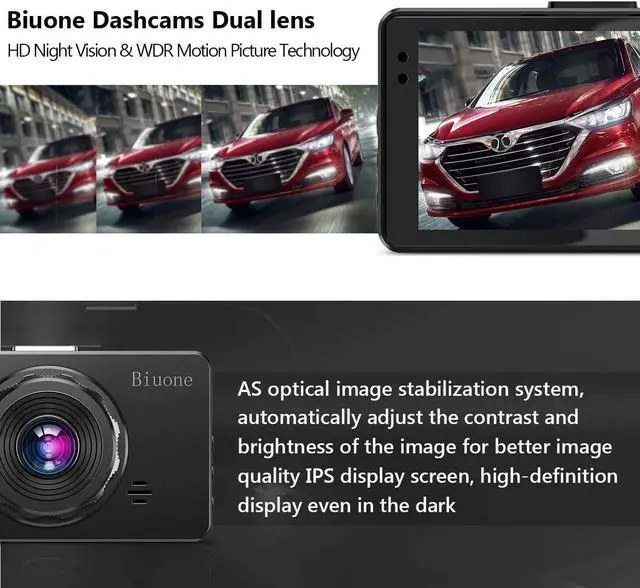 Alt view image 6 of 7 - Dash Cam Front and Rear, Dash Camera for Cars with 32G Card Super Night Vision, Car Dash Cam 1080P Dashboard Camera with G-Sensor, Parking Monitor, Loop Recording, Motion Detection Car Camera